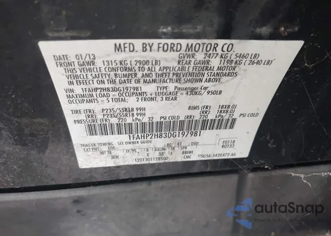 2013 Ford Taurus Sel z USA, uszkodzony, nr VIN 1FAHP2H83DG197981